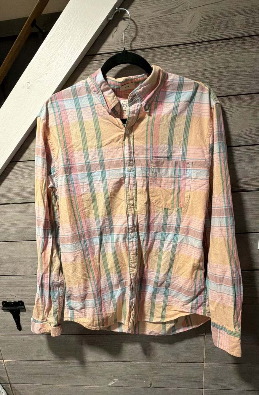 J.Crew Indian Madras Slim Shirt Size L Multicolor Plaid Button Up